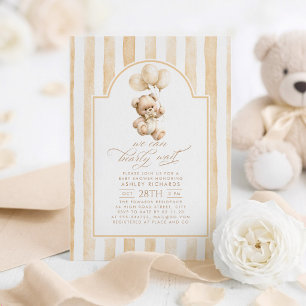 Convites Chuva de Bebê Urso de Pelúcia Marrom Claro Elegant