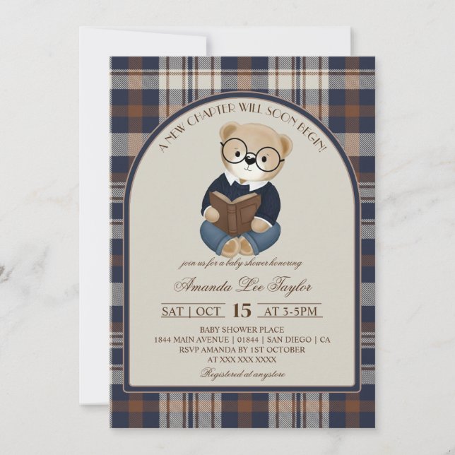 Convites Chuva de Bebê Urso Novo Capítulo  (Frente)