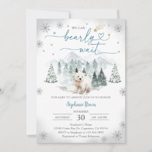 Convites Chuva de Bebê Urso Polar Azul de Inverno