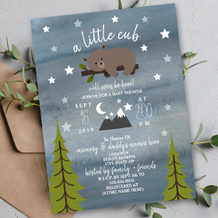 Convites Chuva de Bebê Urso Sonolento Neutro 6,5" x 8,75"
