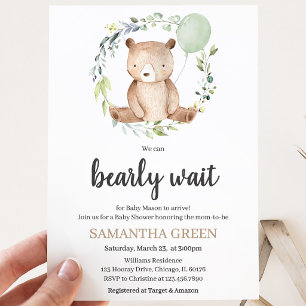 Convites Chuva de Bebê Urso Verde