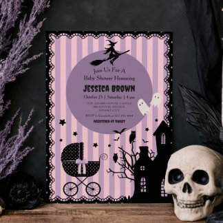 Convites Chuva de Bebê Witchy Halloween de Carruagem Gótica