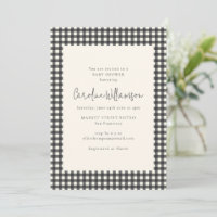 Chuva de Bebê Xadrez Gingham Preto e Branco Modern
