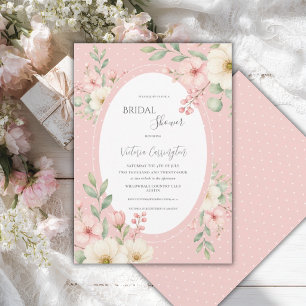 Convites Chuva de Bebês Floral Rosa e Pêssego Vintage
