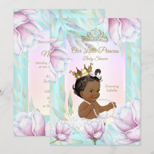Convites Chuva de Benção da Princesa Tons de Teal Rosa Lilá
