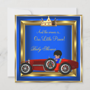 Convites Chuva de Benção do Príncipe Bebê Azul Dourado Meni