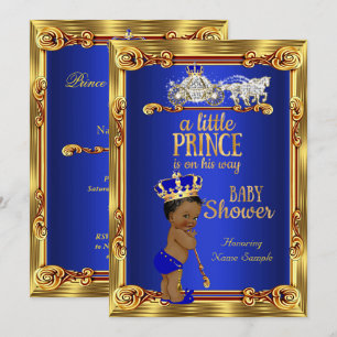 Convites Chuva de Benção para o Príncipe Azul Real Dourado
