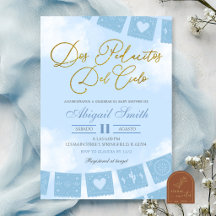 Chuva de Bênçãos Azul para Gêmeos baby shower