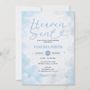 Convites Chuva de Bênçãos - Baby Shower Menino Céu Azul