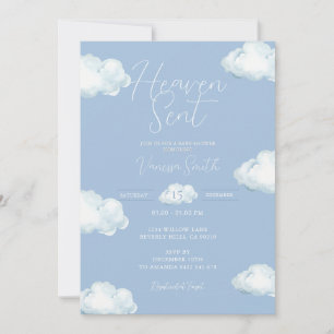 Convites Chuva de Bênçãos Baby Shower Nuvem Azul