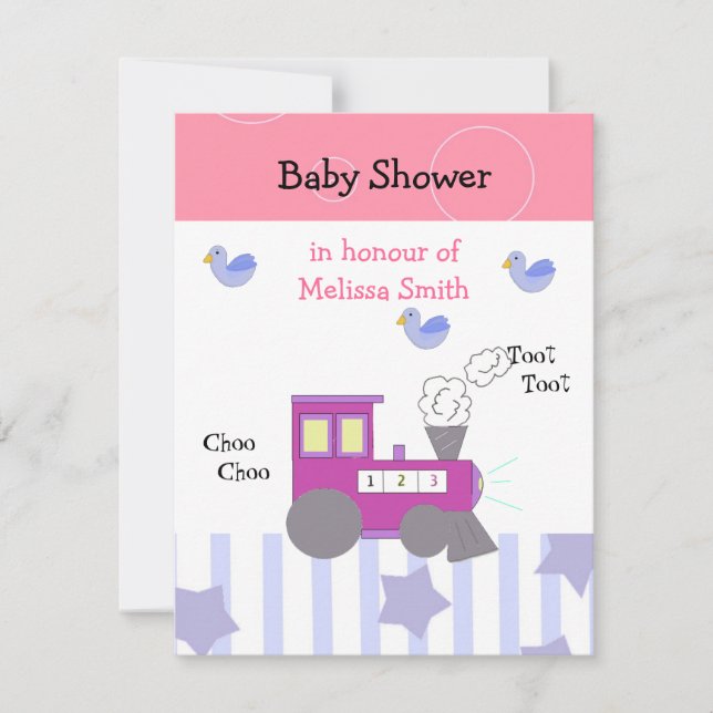 Convites Chuva de Bençãos Baby Shower Trem (Frente)