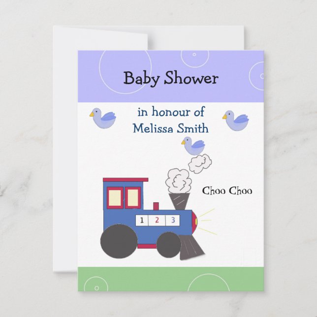 Convites Chuva de Bençãos Baby Shower Trem (Frente)