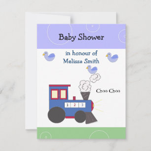 Convites Chuva de Bençãos Baby Shower Trem