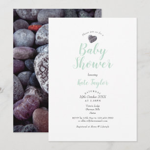 Convites Chuva de Bênçãos / Ch Shower de Bebê Pebble Heart