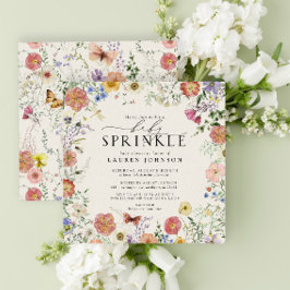 Convites Chuva de Bênçãos de Bebê com Floral de Flores Silv