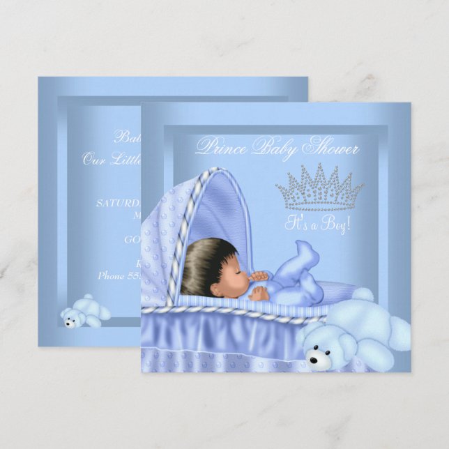 Convites Chuva de Bênçãos de Bebê Menino Príncipezinho Afro (Frente/Verso)