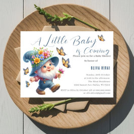 Convites Chuva de Bênçãos de Gnome Feliz com Borboleta para