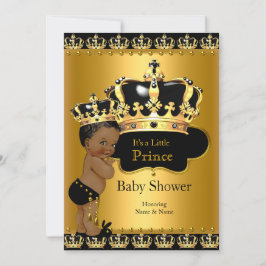 Convites Chuva de Bênçãos do Bebê Príncipe Real Preto Doura