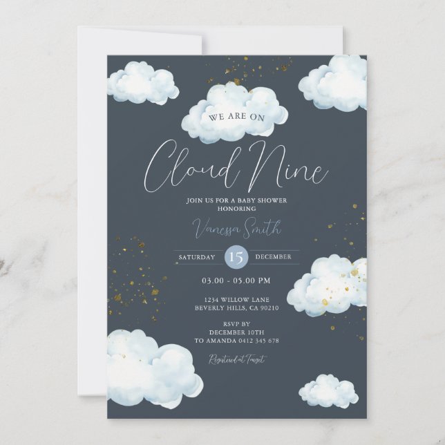 Convites Chuva de Bênçãos Festa de Bebê Neutro Nuvemzinha (Frente)