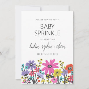 Convites Chuva de Bênçãos Gêmeos de Flores Silvestres Boho 