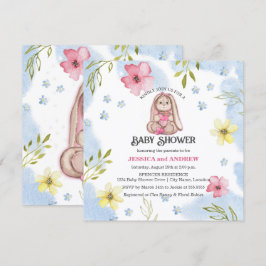 Convites Chuva de Bênçãos Menina Coelhinho Baby Shower