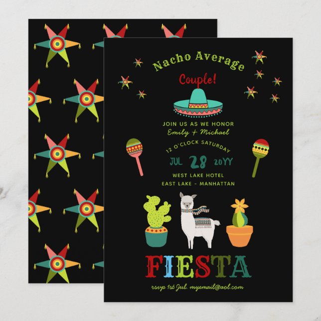 Convites CHUVA DE BENÇÃOS PARA CASAIS FIESTA Casal Nada Med (Frente/Verso)
