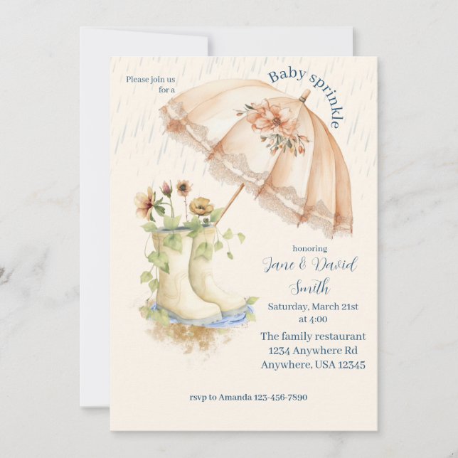 Convites Chuva de Bênçãos para o Bebê (Frente)