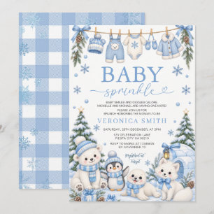 Convites Chuva de Bênçãos para o Bebê de Inverno animais ár