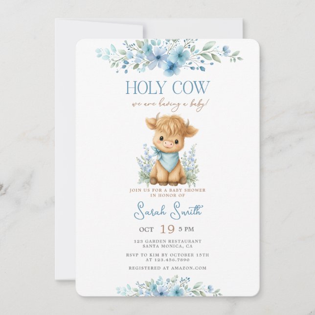Convites Chuva de Bênçãos para o Bebê Menino (Frente)