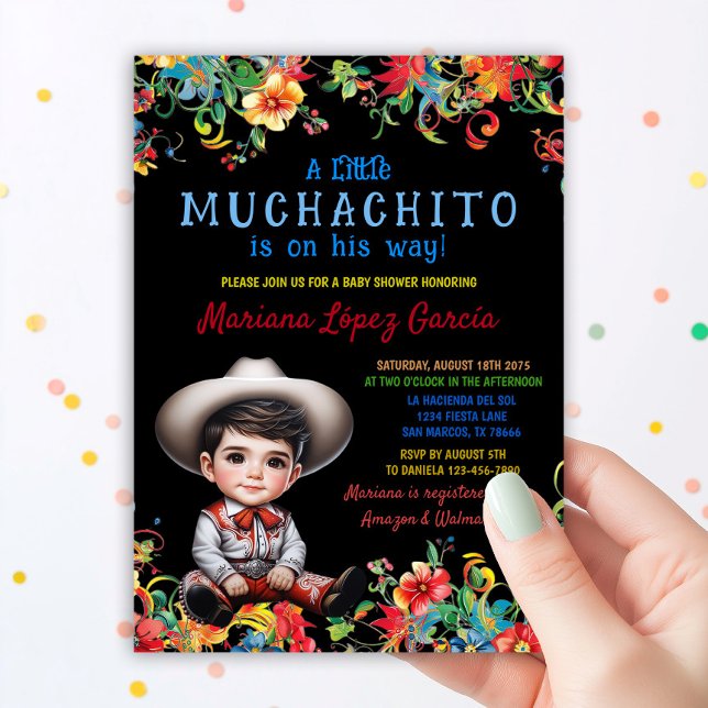 Convites Chuva de Bênçãos para o Bebê Muchachito Charro (Criador carregado)