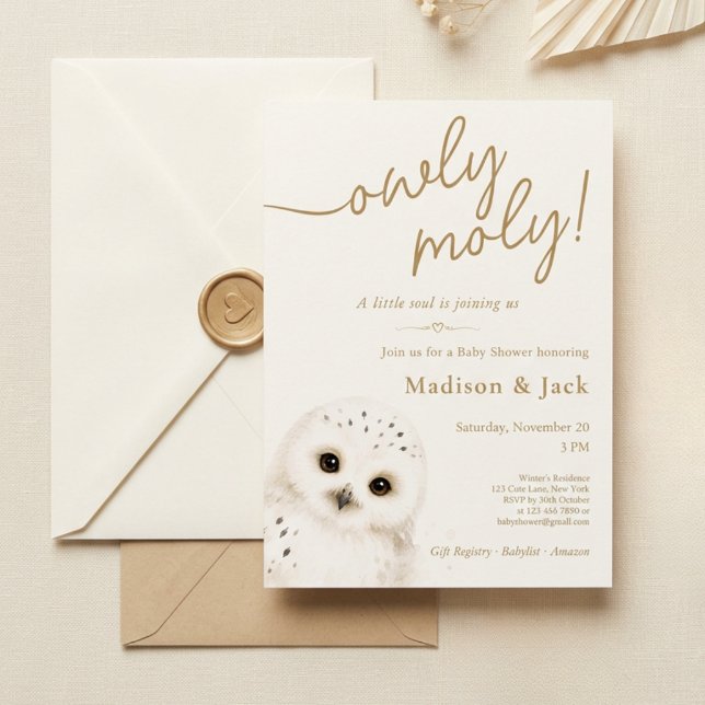 Convites Chuva de Bênçãos para o Bebê Owly Moly (Owly Moly Baby Shower Invitation)