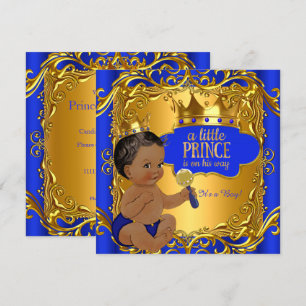 Convites Chuva de Bênçãos para o Bebê Príncipe Azul Ouro Et