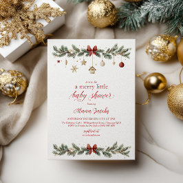 Convites Chuva de Bênçãos Pequeno Natal Shower de Bebê Árvo