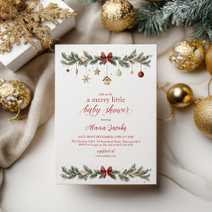 Convites Chuva de Bênçãos Pequeno Natal Shower de Bebê Árvo