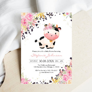 Convites Chuva de Bênçãos Rosa Floral Chá de Bebê Cowgirl
