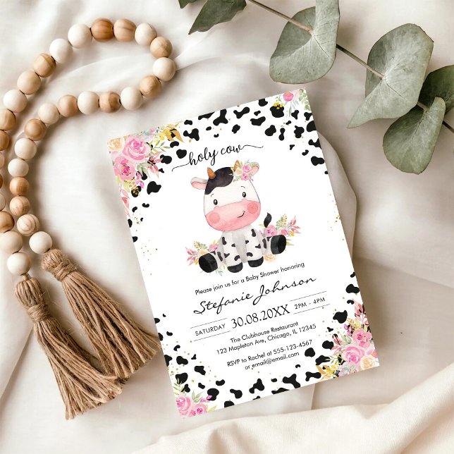 Convites Chuva de Bênçãos Rosa Floral Chá de Bebê Cowgirl (Criador carregado)