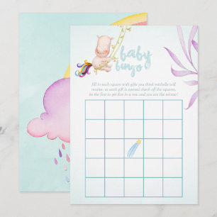 Convites Chuva de Bingo para Chá de Bebê Menino com Rinocer