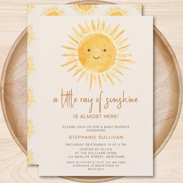 Convites Chuva de Boho Um Pequeno Raio de Sol Baby Shower (Criador carregado)