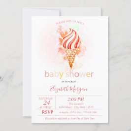 Convites Chuva de Bolinhas de Sorvete Baby Shower