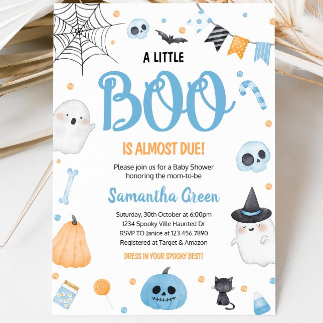 Convites Chuva de Boo Baby Shower Azul (Criador carregado)
