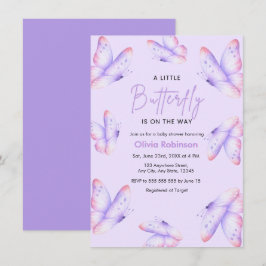 Convites Chuva de Borboletas Baby Shower Roxa