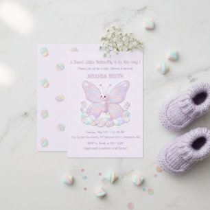 Convites Chuva de Borboletas Lavanda Roxa Baby Shower