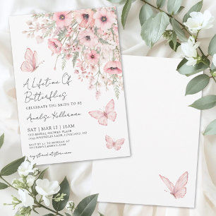 Convites Chuva de Borboletas Rosa Bridal Shower
