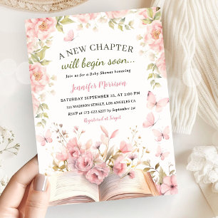 Convites Chuva de Borboletas Rosa - Novo Capítulo para Bebê