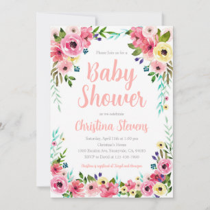 Convites Chuva de Brilho Baby Shower Floral