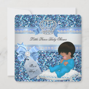 Convites Chuva de Brilho Baby Shower Menino Azul Pequeno Pr