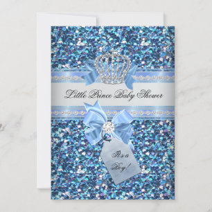 Convites Chuva de Brilho Baby Shower Menino Azul Pequeno Pr