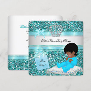 Convites Chuva de Brilho Baby Shower Menino Azul Turquesa P