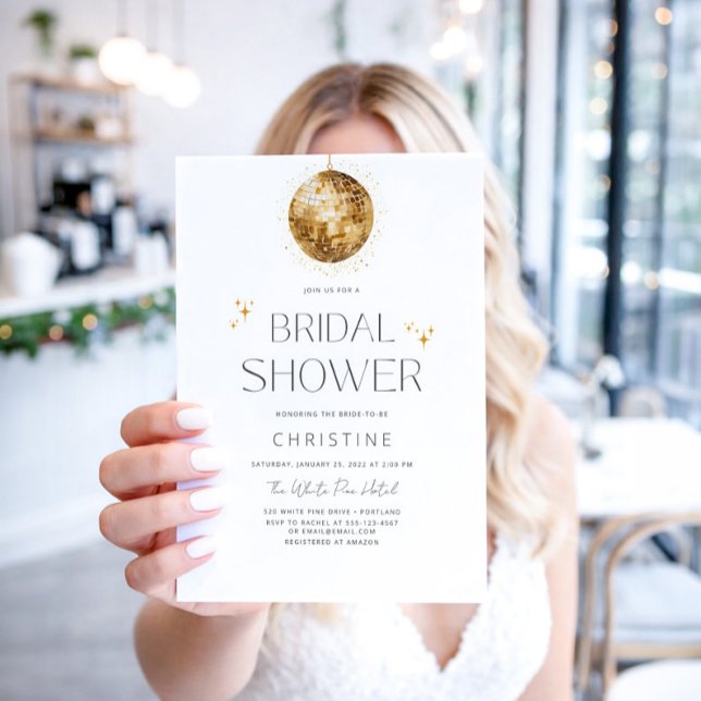 Convites Chuva de Brilho Bola de Discoteca Chá de Noiva (Criador carregado)