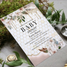 Chuva de Brilho Floral em Mármore para Chá de Bebê